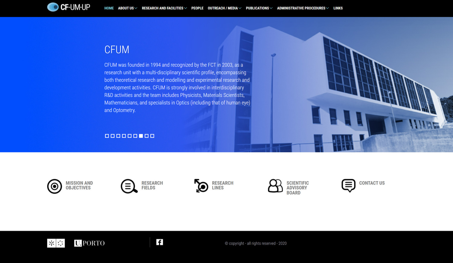 Website CF-UM-UP - desktop homepage - slide CFUM - layout